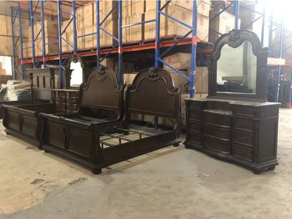 Royal French Italian Elegant Luxury Bedroom Furniture European Style King Size Beds Carved Solid Wood Bedroom Sets High Quality - Kimlud