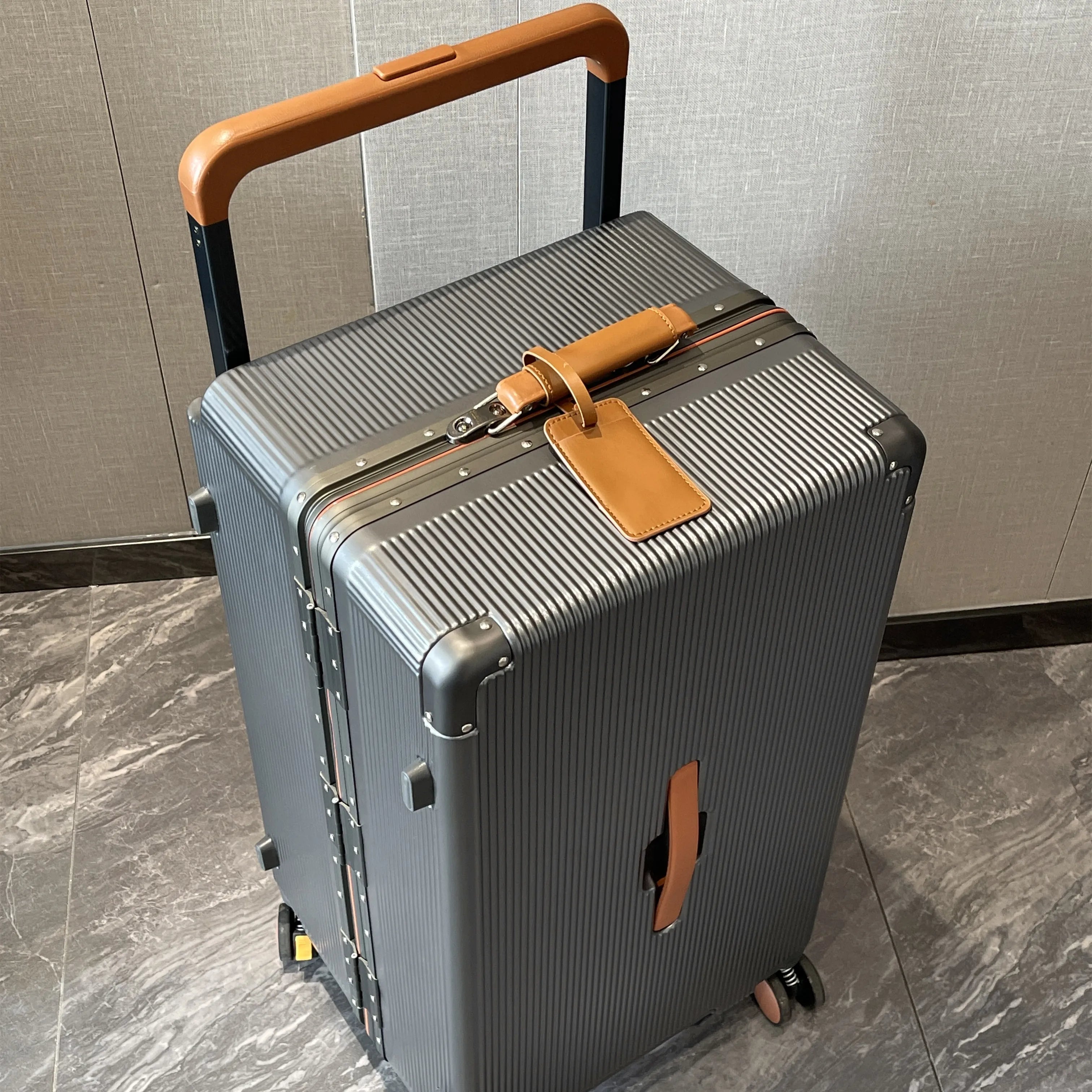 Wide Handle Suitcase Aluminum Frame Travel Trolley Case 20-inch Carry-on Cabin Suitcase Large Capacity 26-inch | Kimlud...