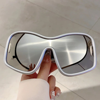 KAMMPT Trendy Square Designer Women's Shades Oversize Green Decoration Sunglasses Ins Brand Lady Sun Glasses for Driving Hiking - Kimlud