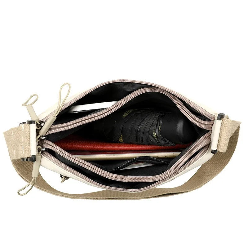 3 Main Pockets High Capacity Shoulder Crossbody Bag for Women Multi-pocket Purse Canvas Handbag Suitable for Mothers...