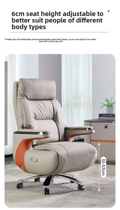 Electric Massage Boss Chair Heated Ventilated Gaming Chair Genuine Leather Executive Computer Seat Luxury Ergonomic Office Chair