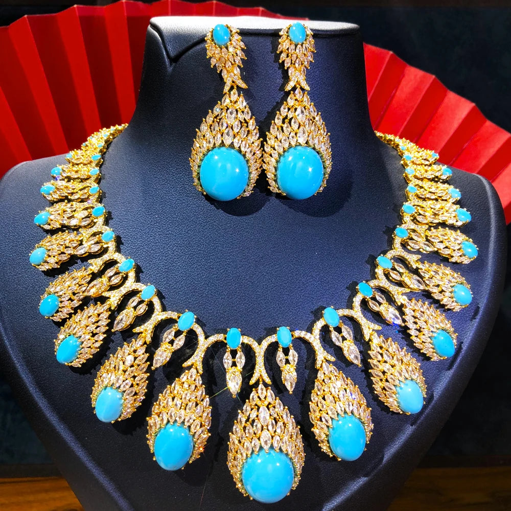 Missvikki 4PCS Luxury Bridal Wedding Gorgeous Sparkling Pendant Earrings Necklace Jewelry Set Super CZ New Fashion Jewelry