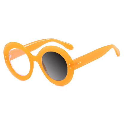 Retro Brand Design Round Thick Edge Leopard Large Femal Frame Photochromic Anti Blue Light Women Reading Glasses Degree 0~+600 - Kimlud