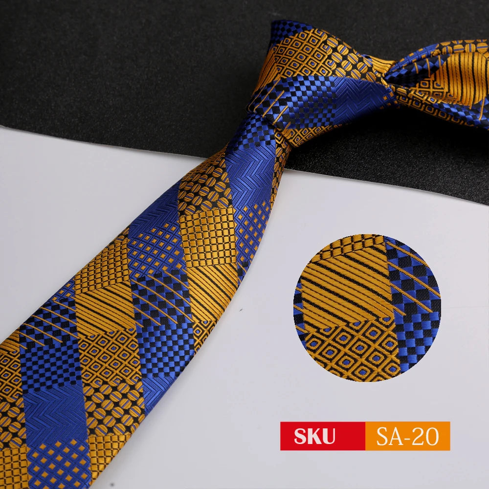 Luxury 8CM Mens Ties Necktie Solid Twill Stripes Plaids Ties For Man Groom Neck Tie For Business Party