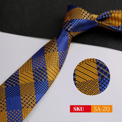 Luxury 8CM Mens Ties Necktie Solid Twill Stripes Plaids Ties For Man Groom Neck Tie For Business Party