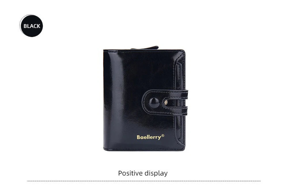 Women's Oiled Waxed Leather Wallet - Buckle Closure, Vertical Zipper Coin Pocket & 6 Card Slots (Heritage Design)