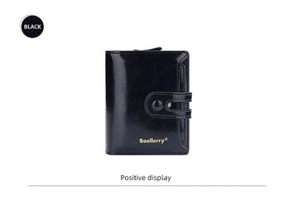 Women's Oiled Waxed Leather Wallet - Buckle Closure, Vertical Zipper Coin Pocket & 6 Card Slots (Heritage Design)