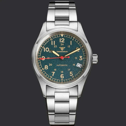 Tandorio 20ATM Waterproof Diver 36mm Field Watch Men NH35 Mechanical Movt Black White Dial Luminous Sapphire Glass 3.8 Auto Date