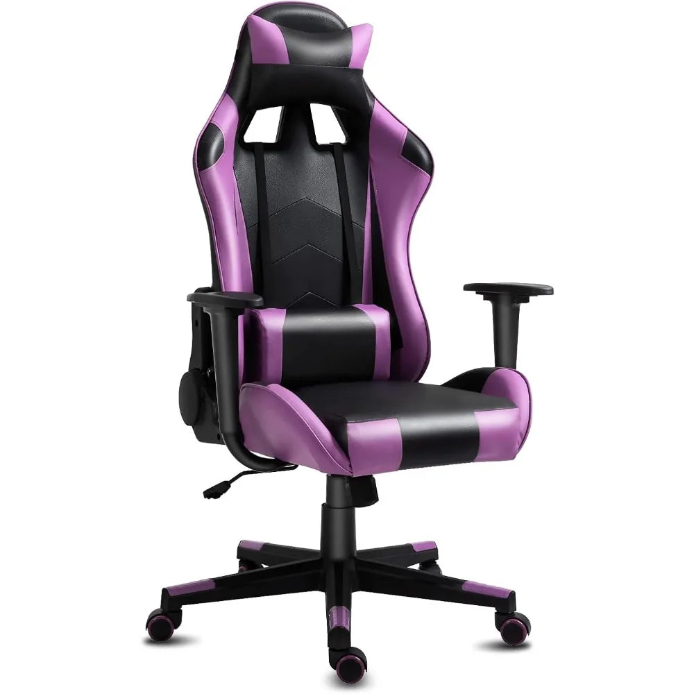 Modern-Depo Gaming Chair Recliner, Ergonomic Swivel Office Computer Desk Chair with Headrest Lumbar Support, Black Purple
