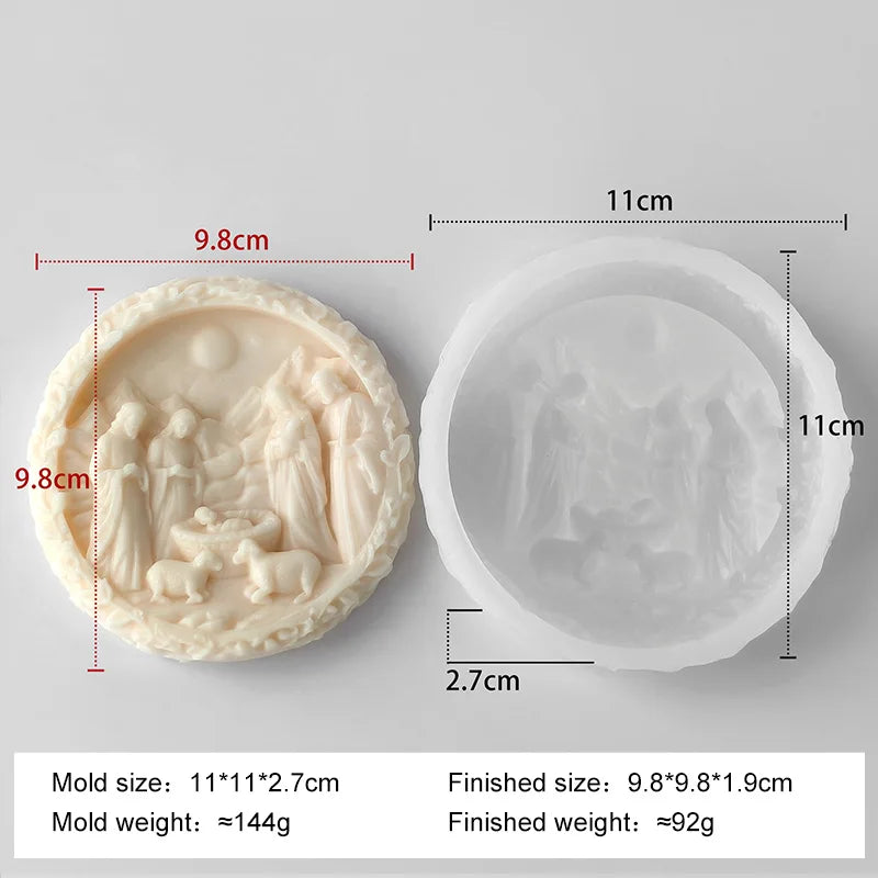DIY Jesus Family Aroma Candle Silicone Mold Handmade Soap Plaster Epoxy Ornament Mold Chocolate Biscuit Baking Mould