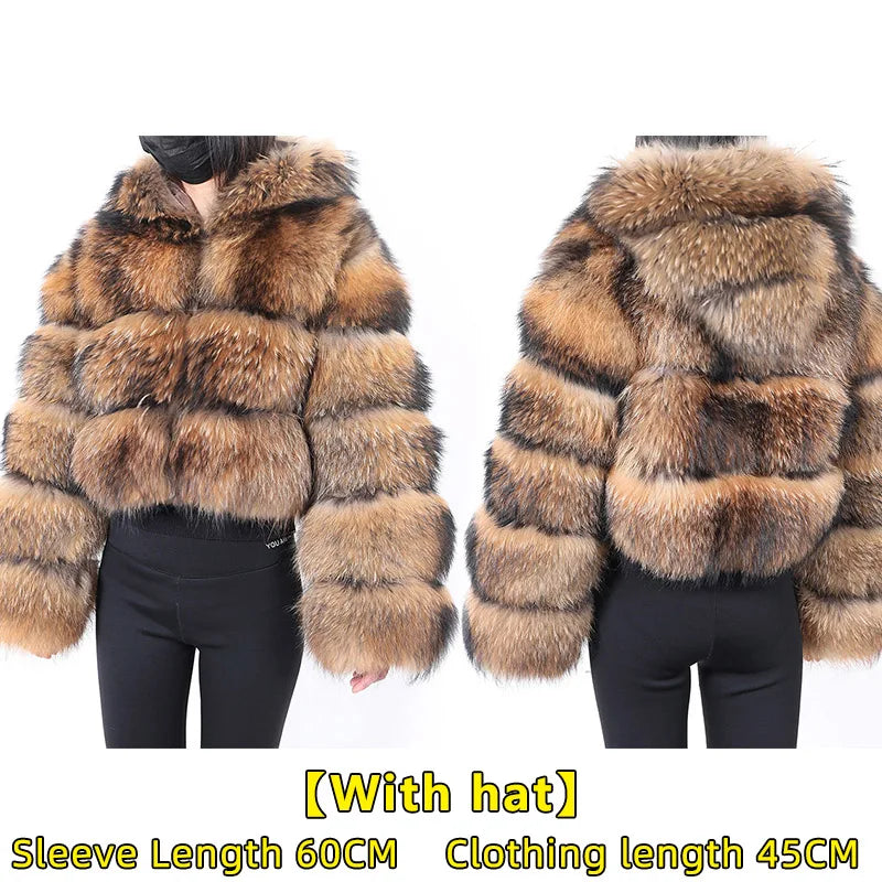 2024 maomaokong Super Hot Winter Women Luxury Thick Real Raccoon Fur Coat Natural Fox Fur Jacket Plus Size Jackets Female Vest