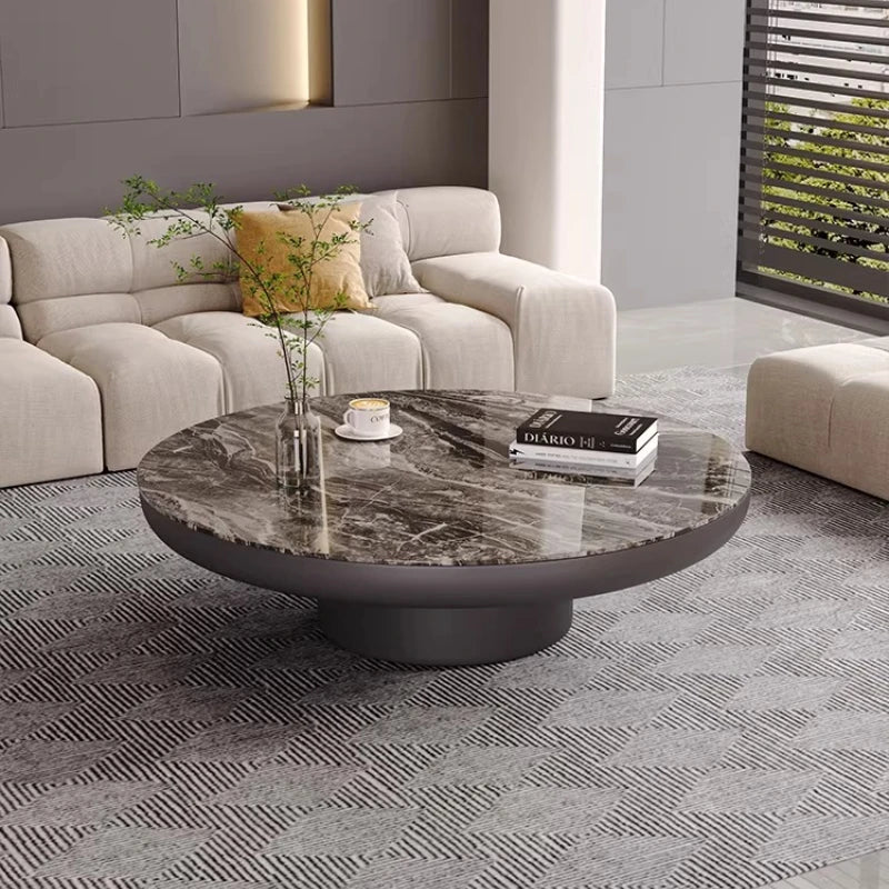 Italian Luxury Coffee Table Round Minimalist Living Room Aesthetic Coffee Table Service Simple Mesa Auxiliar Home Furniture