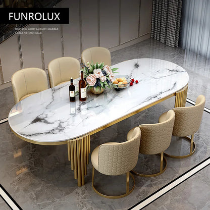 Stainless steel Dining Room Set Home Furniture modern marble dining table | Kimlud Luxury Table