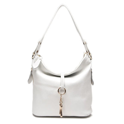 Zency Elegant Women Red Leather Handbag 100% Genuine Leather Lady Hobo Bag Charming Ring Medium Shoulder Bag Bright...