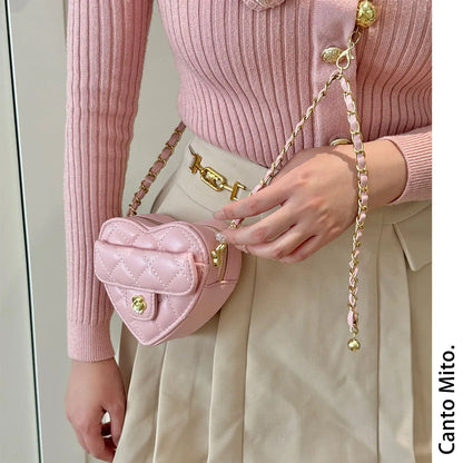 Japanese Style Diamond Checkered Heart Mini Shoulder Crossbody Bags girl Lolita Sweet Cute Fashion All-Match Women's...