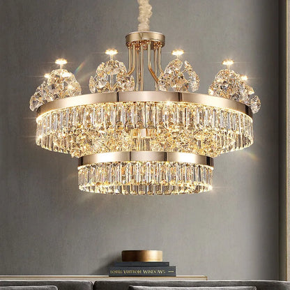 American Light Luxury Crystal Pendant Lamp Postmodern Living Room Lamp Villa Hotel Master Bedroom Lamp Dining Room Lamp