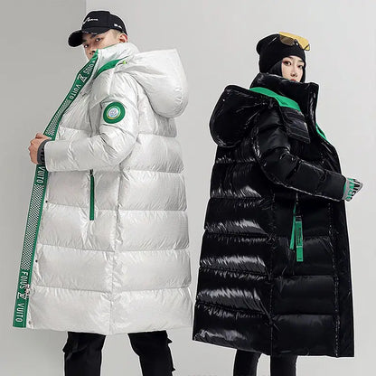 New Winter Jacket Men's Long Luxury Business Thickened Down Cotton Warm Parkas Men's Street Snow Cold-proof Hooded...