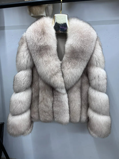 2026 New Women Real Fox Fur Coat Natural Fox Fur Jacket Luxury Fur Coat Mid-length High Quality Long Sleeve Outwear Hot Sale - Kimlud