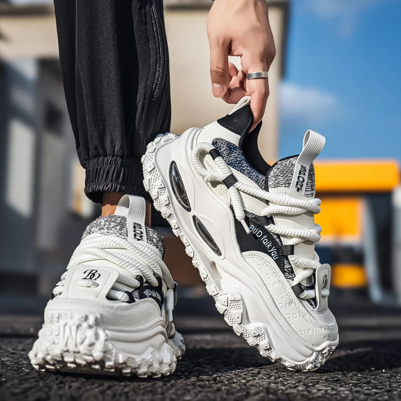 Thick Sole Heightened Comfortable Breathable Sports Shoes 2025 Autumn  New Men's Casual Footwear Mesh Anti Slip Running Sneakers