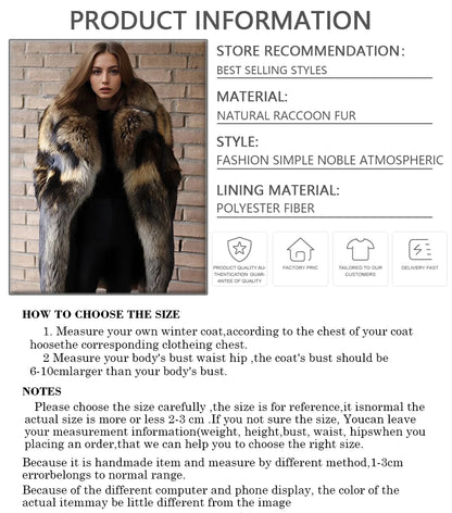 Real Raccoon Fur Coat With English Collar Natural Full Skin Coats Winter Jacket With Fur Best Selling Women's Leather Jackets