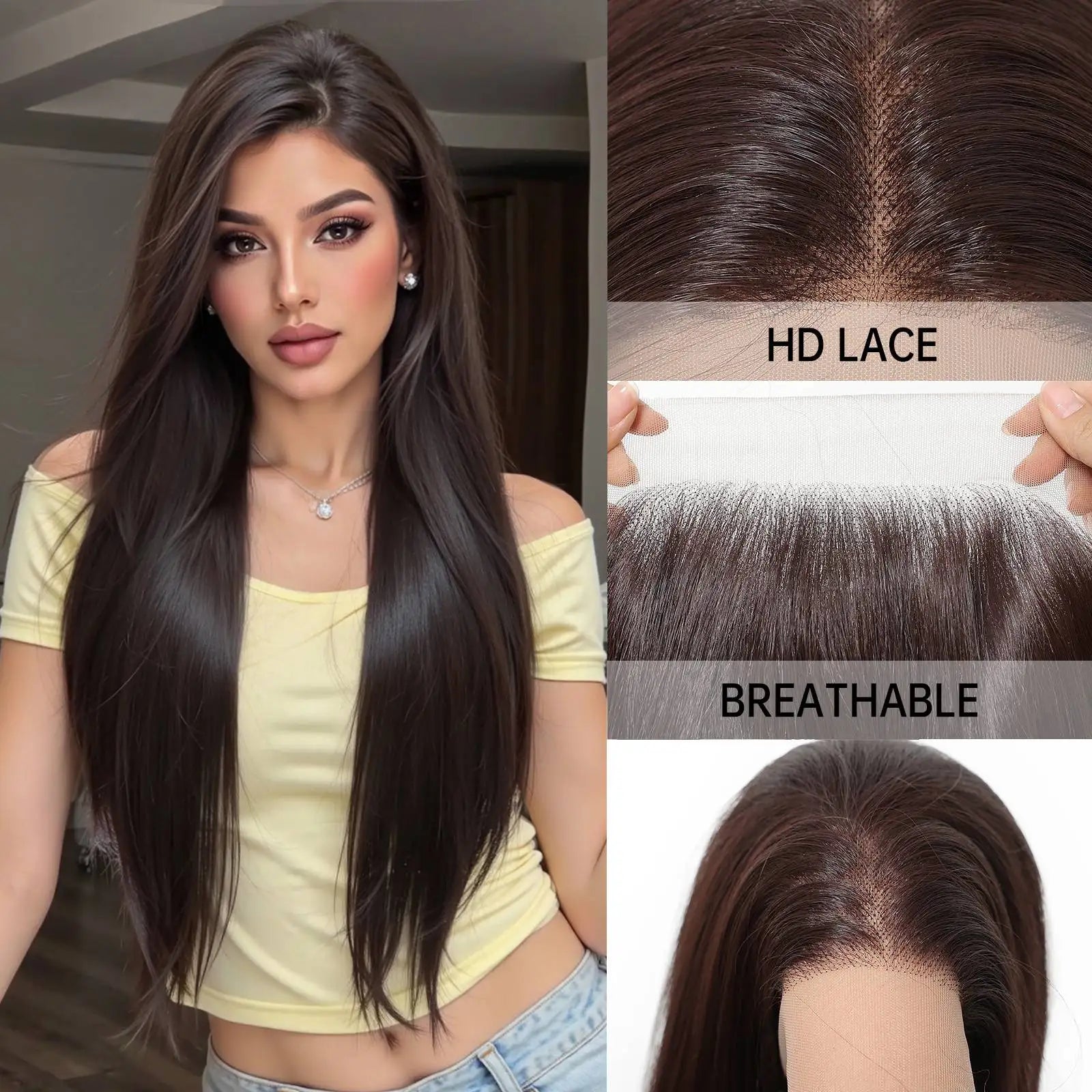 Long Straight Ash Pink 13x4 HD Lace Front Wig 30 Inch Glueless Synthetic Transparent Lace Frontal Wigs Pre Plucked Pastel Rose Gold for Women