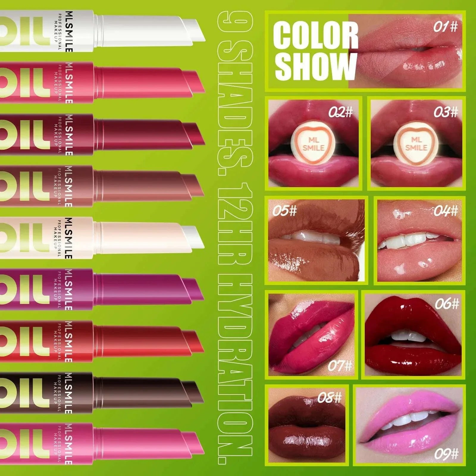 MLSMILE multi-color Silky Click Lip Care Hydrating Lip Gloss with Radiant Mirror HIGH-Shine, Effortless Press Long-Lasting SEXY