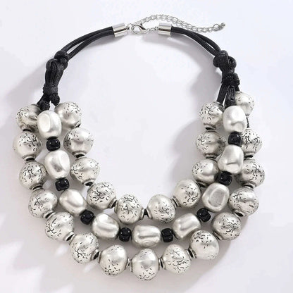 girlgo Zaa 2024 Alloy Flower CCB Beaded Necklace Exaggerated Elegant Banquet Wedding Women’s Jewelry