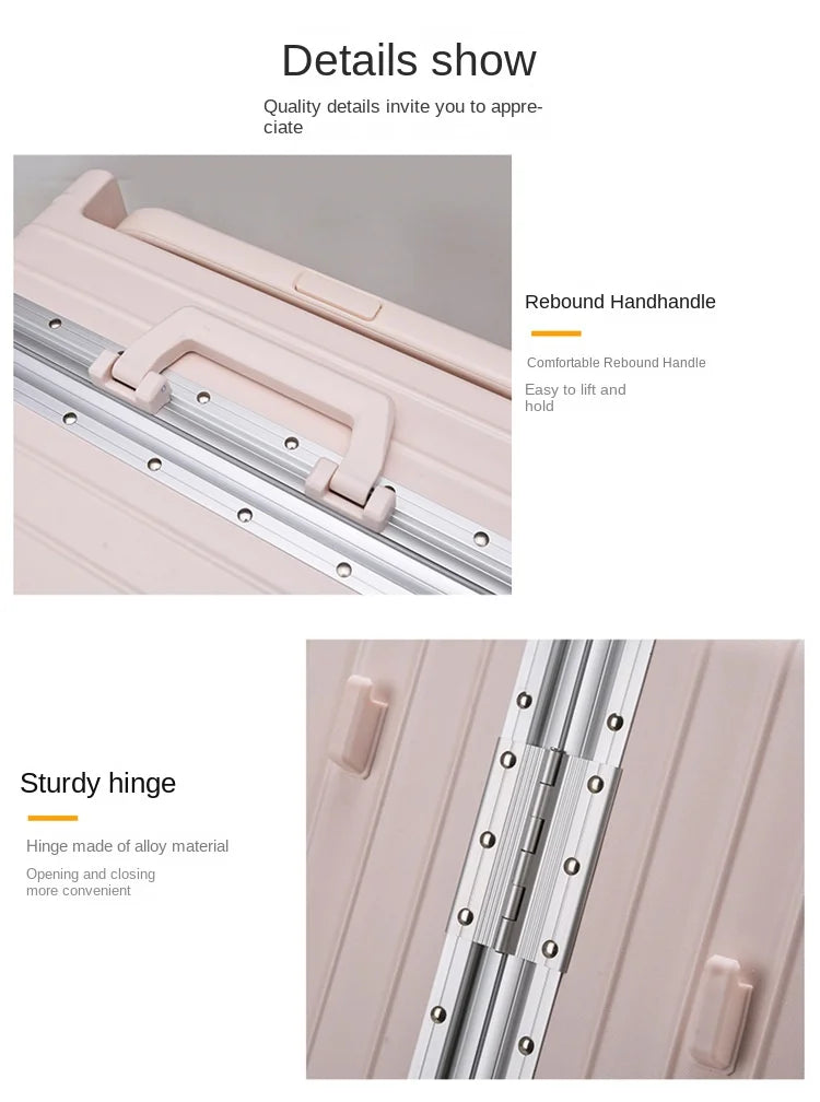 Travel Suitcase Aluminium Frame Wide Trolley Luggage Female Large Capacity Mute Universal Wheel Password Box Carry on...