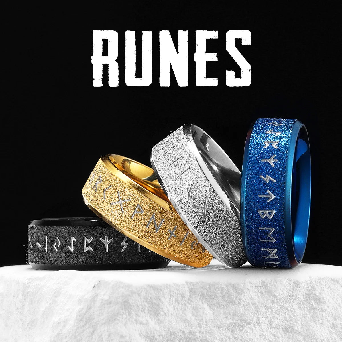 Viking Runes Simple Matte Shiny Stainless Steel Men Rings Punk New In For Male Women Fashion Jewelry Creativity Gift Wholesale