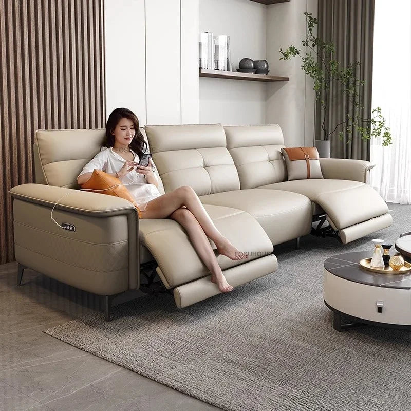 Modern Leather Living Room Sofas Italian Living Room Furniture Home Back Armrest Sofa Recliner Luxury Electric Function...