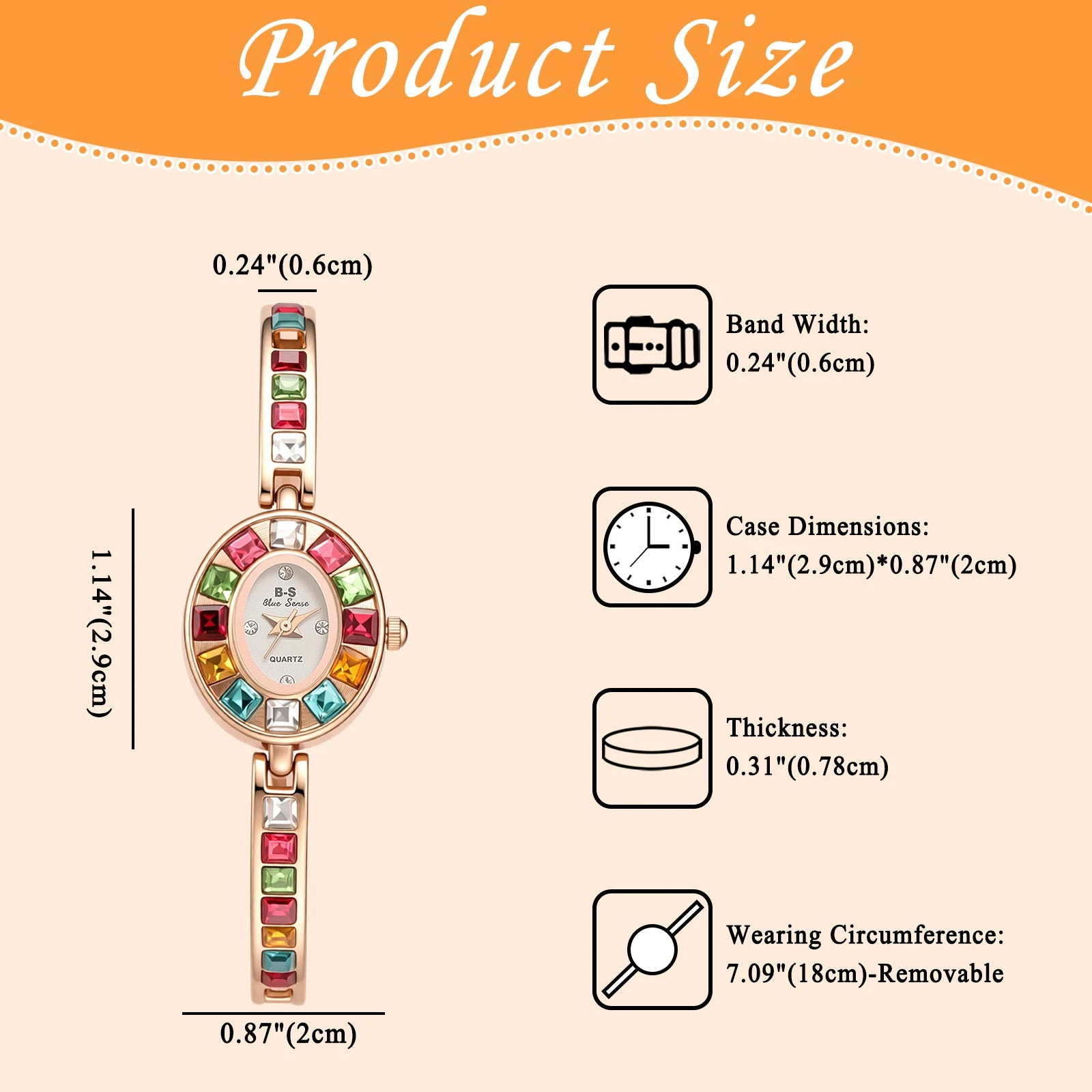 JEWELRYWE Women Oval Case Diamond Bracelet Watch Quartz Elegant Shell Dial Removable Strap Party Dress Watch - Kimlud