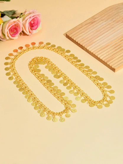 Golden Tassel Shoulder Chain Necklace Arab Kurdish Style Leaf Coin Pendant Fashion Accessory for Dresses Personality Decoration