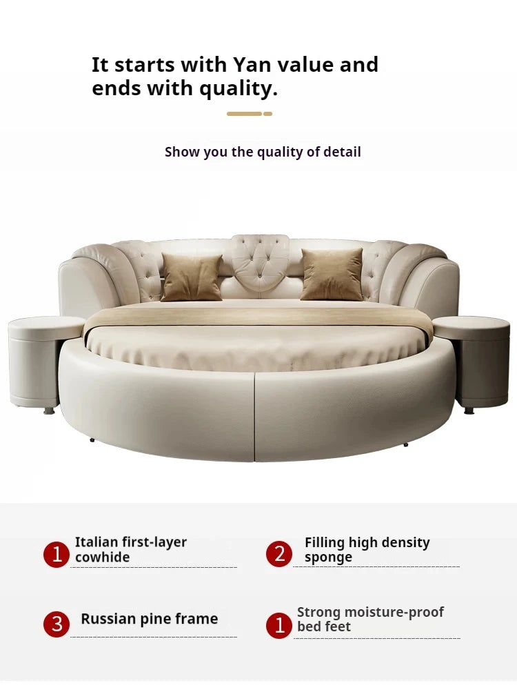 European Style Large Double Bed Round Modern Minimalist Princess Double Bed Luxury Human Camas De Dormitorio Bedroom...
