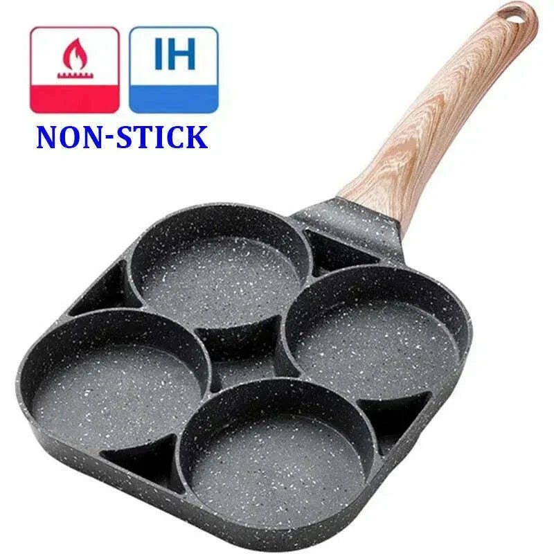 2/4-Hole Egg Frying Pan Non-stick Omelet Pan Egg Pancake Steak Pan Cooking Egg Ham Pans Breakfast Maker Egg Cooker Pan