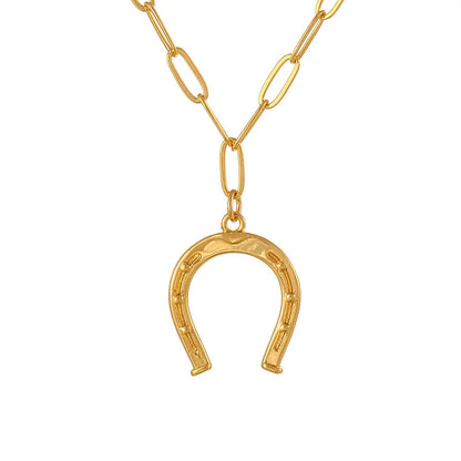 HangZhi Personality Unique New Gold Color Bull Head Horseshoe Pendant Necklace Anniversary Gift for Women Men Chunky...