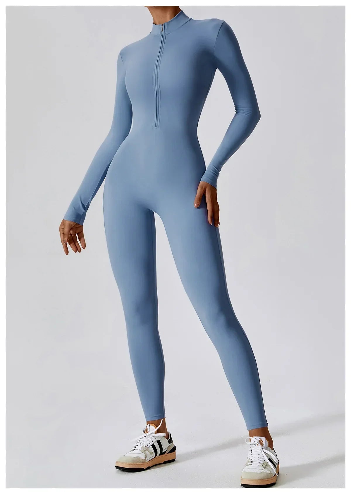 Yoga Jumpsuit Women Seamless Sports Zipper Jumpsuit Set Gym Long Sleeve Fitness Suit Elastic Gym Workout Bodysuit Athletic Wear - Kimlud