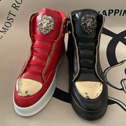 original shoes brand high top casual shoes for man zip decoration casual sneakers mens ankle boots sports hip-hop running shoes - Kimlud