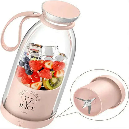 500ml Portable juicer Rechargeable Wireless Fruit Mixer Fresh Juice Bottle Blender 6 Blades Food Milkshake Ice Crush Cup 2400mAh