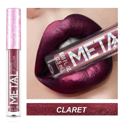 Matte Metallic Liquid Lipstick 12 Colors Waterproof Lasting Glitter Lip Gloss Shiny Shimmer Lip Tint Party Festival Lips...