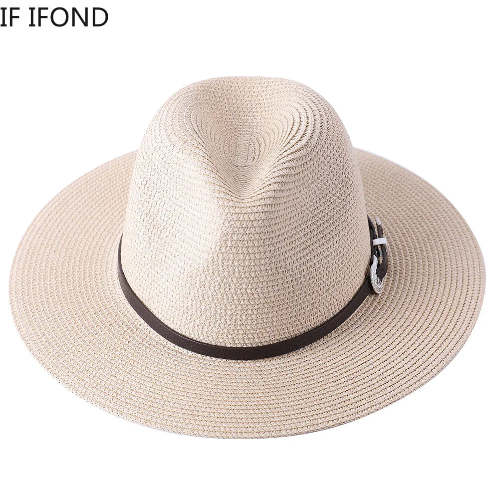 60CM Big Size Fashion Straw Parent-Child Hat For Women Men Summer Paper Panama Jazz Beach Hats Travel UV Protection Sun Cap