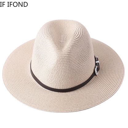 60CM Big Size Fashion Straw Parent-Child Hat For Women Men Summer Paper Panama Jazz Beach Hats Travel UV Protection Sun Cap