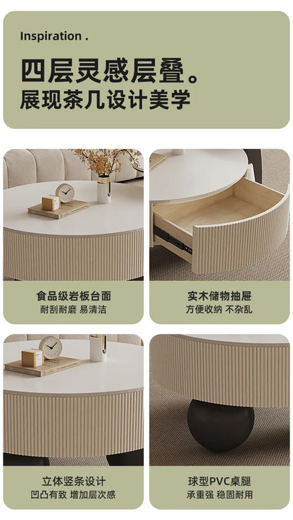 Round Designer Coffee Table Storage Nordic Aesthetic Minimalist Coffee Table Drawers Italian Simple Mesa Auxiliar Home...