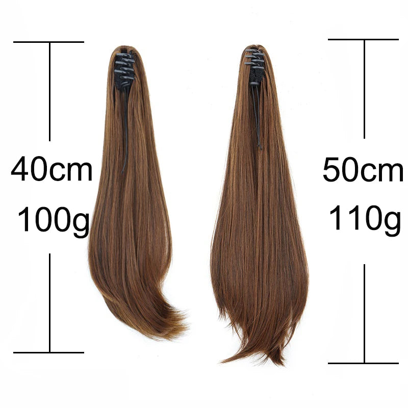 Synthetic 40cm/50cm Claw Clip Micro Curly in Ponytail Extension Long Straight Curly Black Brown Ponytail Hairpiece for...