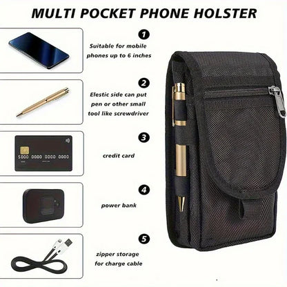 6.3 Inch Multi-Functional Mobile Phone Bag Oxford Fabric Pocket Cell Phone Belt Pouch Case Men's Outdoor Bag for Iphone...