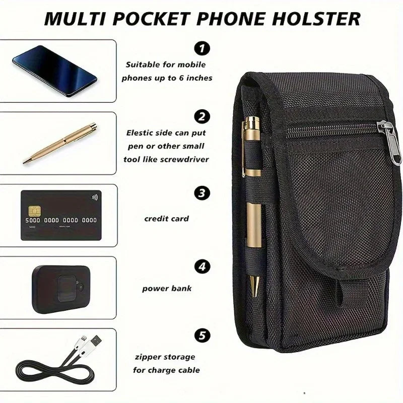 6.3 Inch Multi-Functional Mobile Phone Bag Oxford Fabric Pocket Cell Phone Belt Pouch Case Men's Outdoor Bag for Iphone...