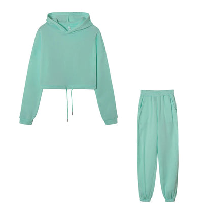 Fashion Trend Women's Wear, Long-sleeved Sports Casual Suit Waist Two-piece Set - Kimlud