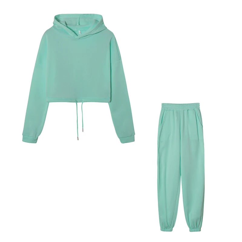 Fashion Trend Women's Wear, Long-sleeved Sports Casual Suit Waist Two-piece Set - Kimlud