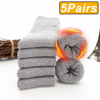 5Pairs Winter Thicken Wool Merino Socks Women Towel Keep Warm Winter Socks Cotton New Year Christmas Gift Russia Socks...
