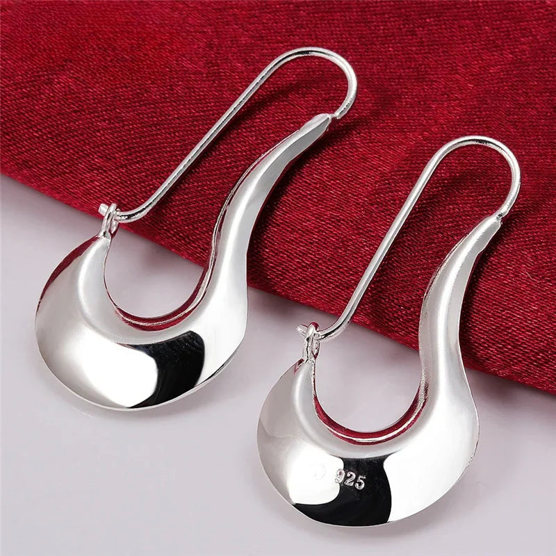 Fine 925 Sterling Silver Drop Earrings Charm for Women Jewelry Fashion Wedding Engagement Party HOOP Nice Gift | Kimlud...