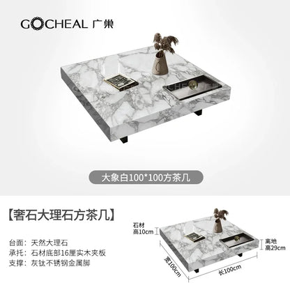 Aesthetic Simple Side Table Marble Minimalist Luxury Modern Coffee Tables Living Room Korean Couchtisch Postmodern Furniture - Kimlud